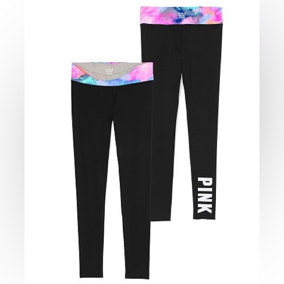 Victoria’s Secret Pink Rare Black Reversible Watercolor Ultimate Leggings Small